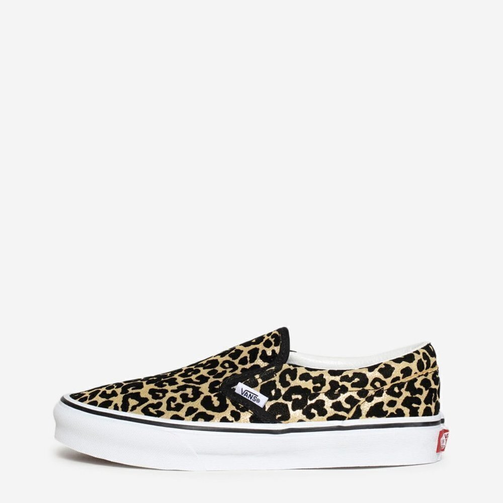 VANS KIDS FLOCKED LEOPARD CLASSIC SLIP-ON SHOES- UNISEX - Picture 1 of 16